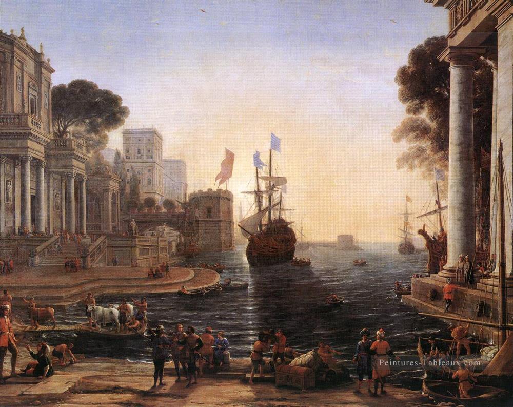 Ulysse rend Chryseis à son père Paysage Claude Lorrain Beach Peintures à l'huile